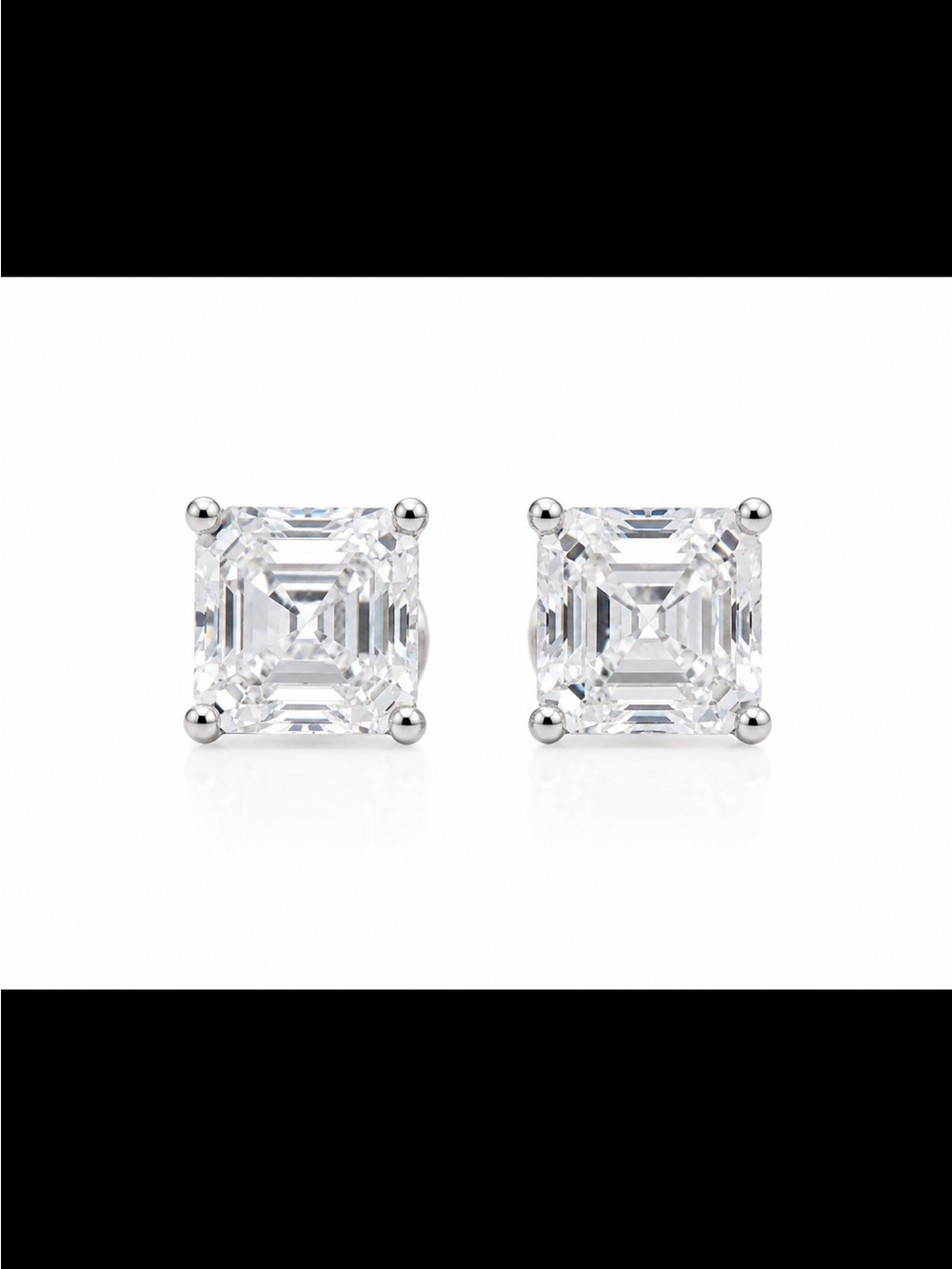 Classic Square-Cut VVSD Color Moissanite 2.42 CTW Earrings in Sterling Silver